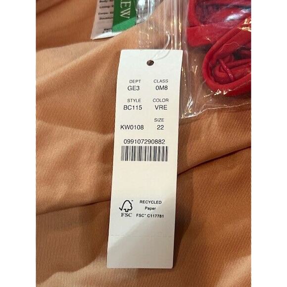 J. Crew Womens Ruched Bandeau One Piece Swimsuit Padded Red Plus Size 22 NWT - Picture 8 of 10